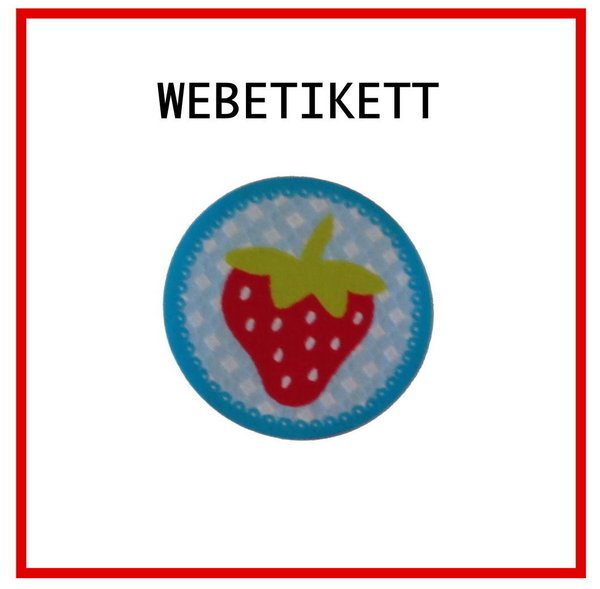 ♥ Webetikett Erdbeere - blau