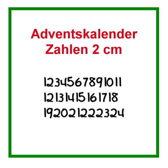 Bügelbild ♥ Zahlen 1-24 für den Adventskalender ca. 2 cm