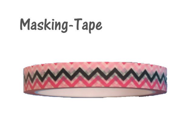 Aufkleber Masking Tape  ♥ rosa - schwarz zickzack