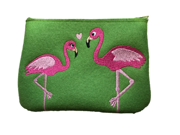 Wollfilz-Täschchen - Flamingos in Love