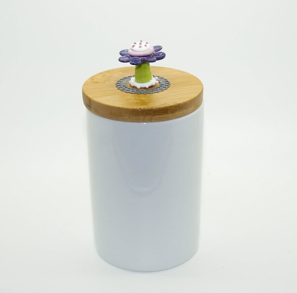 Keramikdose (M) - Blume - Glasblümchen