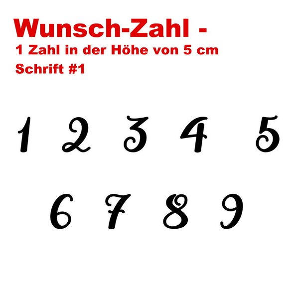 Bügelbild ♥ ZAHL - Wunschzahl - #1 (5cm Höhe)