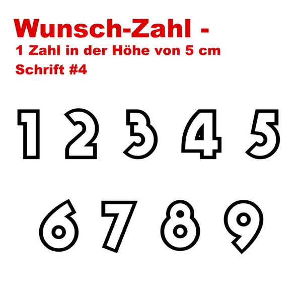 Bügelbild ♥ ZAHL - Wunschzahl - #4 (5cm Höhe)