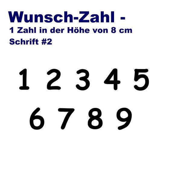 Bügelbild - ZAHL - Wunschzahl - #2 (8cm Höhe)