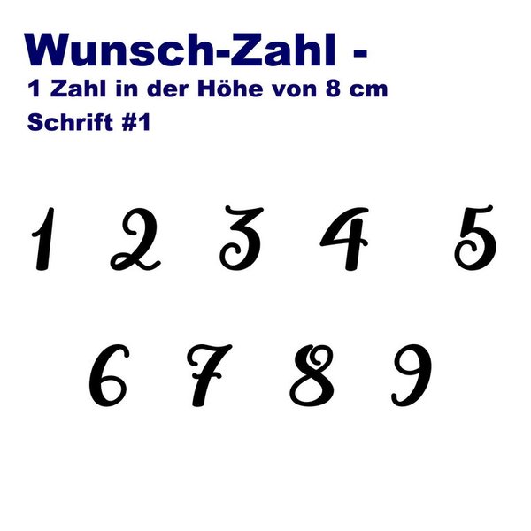 Bügelbild - ZAHL - Wunschzahl - #1 (8cm Höhe)